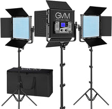 Load image into Gallery viewer, 3 light Studio Video Lighting Kit, Led Video Lights, tripods, case