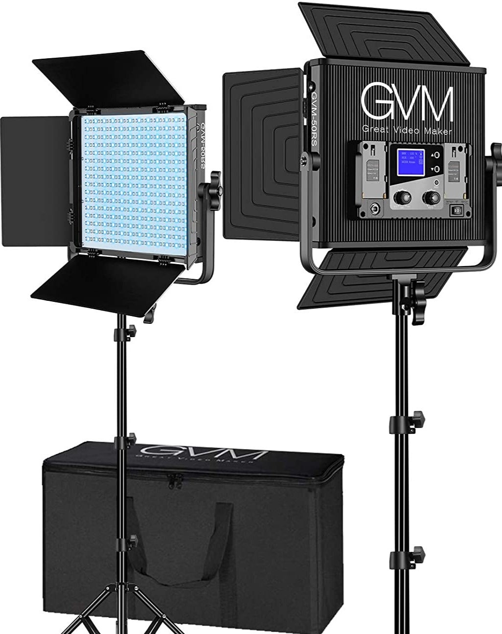 2 light Studio Video Lighting Kit, Led Video Lights, tripods, case